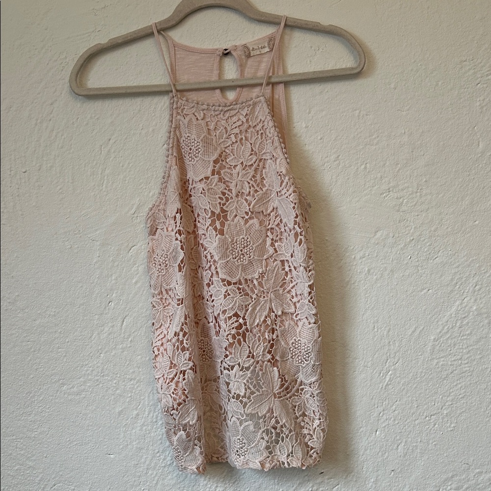 Altar'd State Soft Blush Lace Halter Top